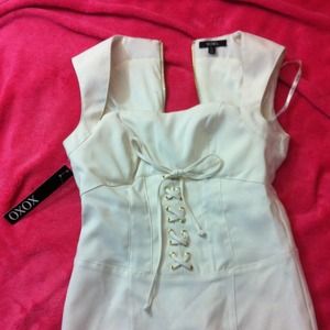cream xoxo dress. brand new with tags.