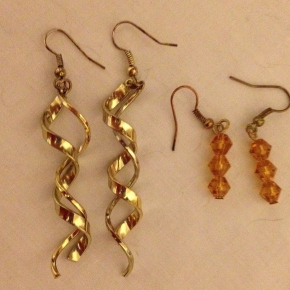 Gold twist earrings + gold bead earrings