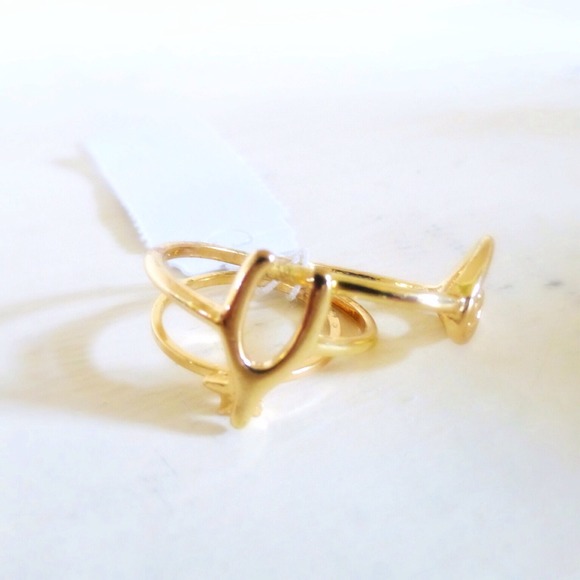 ⛔️SOLD⛔️✨ Gold heart wish born star rings set - Picture 3 of 3