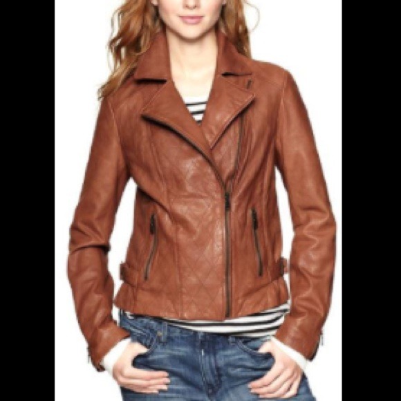 Brown Quilted Leather Moto Jacket