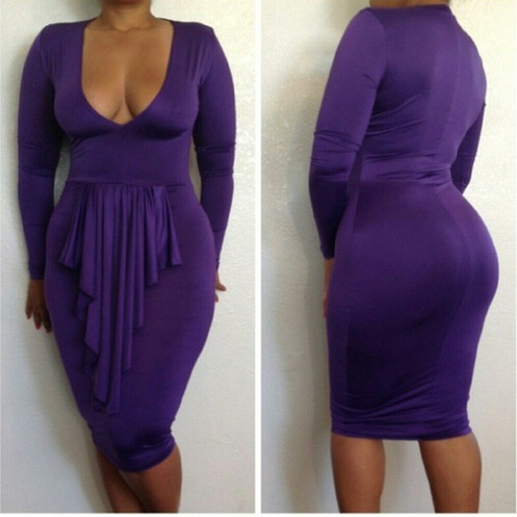 Purple low cut dress