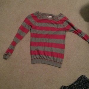 Pink and Grey Stripped Sweater