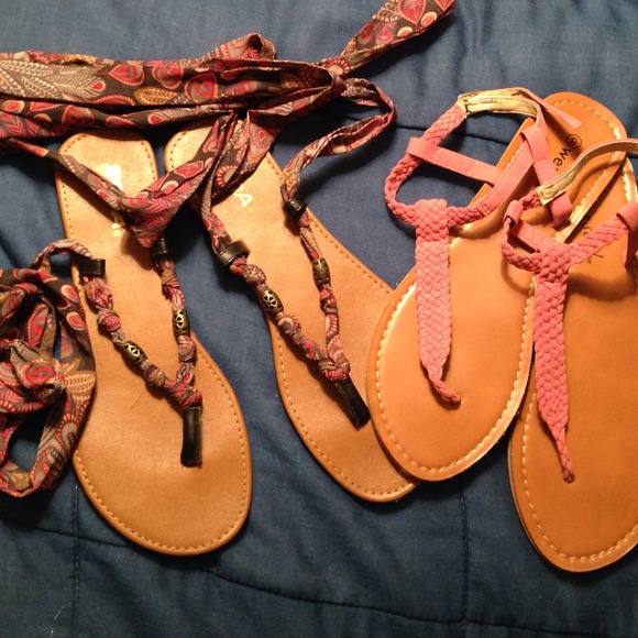 2 pairs of gladiator sandals