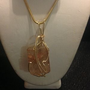 Rutilade quartz with stainless steel chain