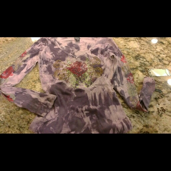 Sledge long sleeve top new with colored crystals!