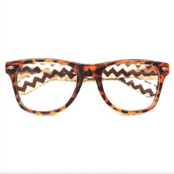 Tortoise and Chevron Print Faux Glasses