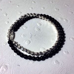 Jet and Silver Plated Wrap Bracelet