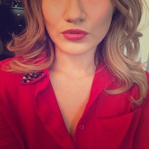 Button up translucent red blouse