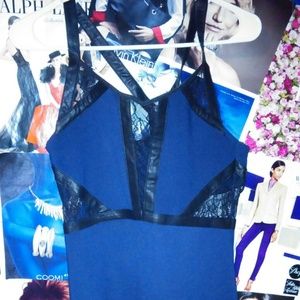 Sexy Blue Dress w/ leather & lace Sz 6
