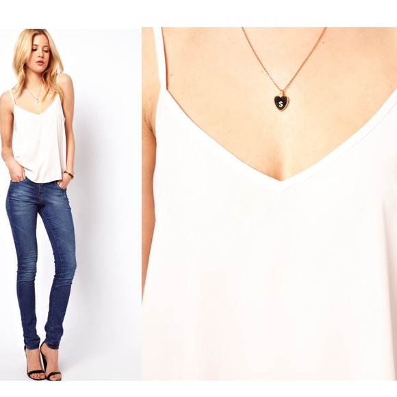 NEW! ASOS White Basic Silky Woven Strappy Cami Top - Picture 2 of 2