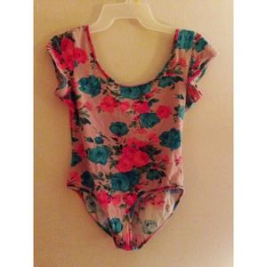 Floral print leotard