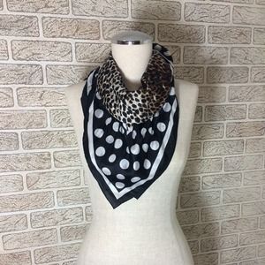 Polka dot and Leopard Silk Square Scarf