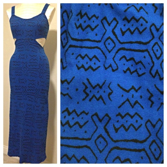 UO cut out Aztec dress in cobalt blue S - Picture 7 of 12