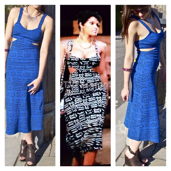 UO cut out Aztec dress in cobalt blue S - Picture 8 of 12