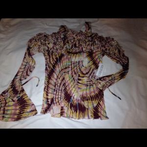 Woman's long sleeve, off the shoulder tie die