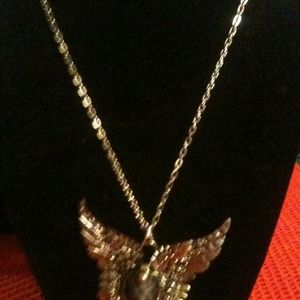 Silver tone eagle necklace