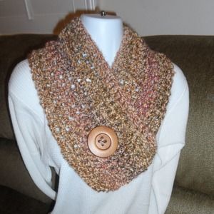 Hand crochet scarf with extra large button