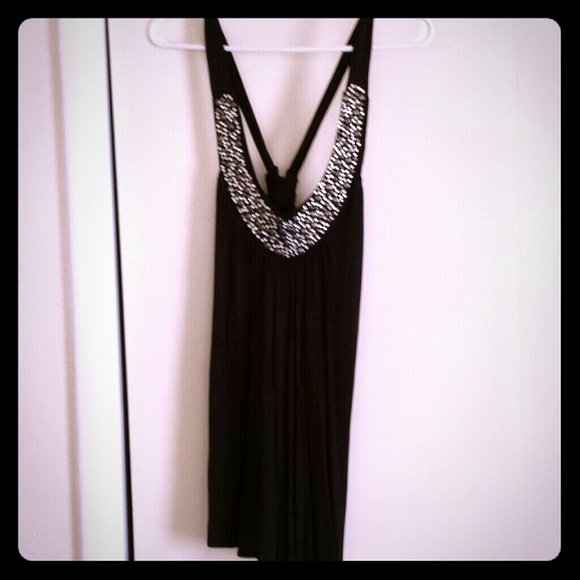 NWOT Cute Black tank with jewel embellishment