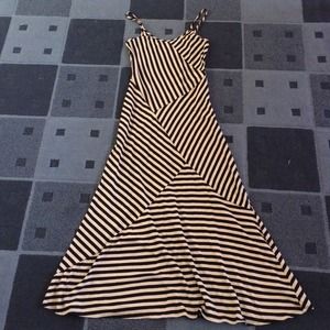 ‼️SOLD‼️ Tan and Black Striped Maxi Dress