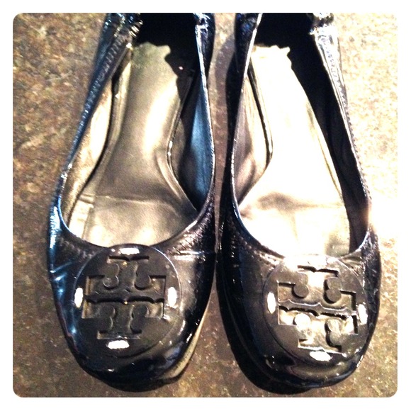 Tory Burch black patent leather flats. Size 7.5