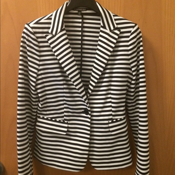 Black and White Striped Blazer