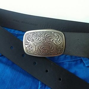 Nine West black leather belt w/ buckle NWOT