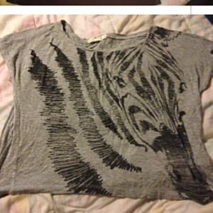 Grey crop top with zebra