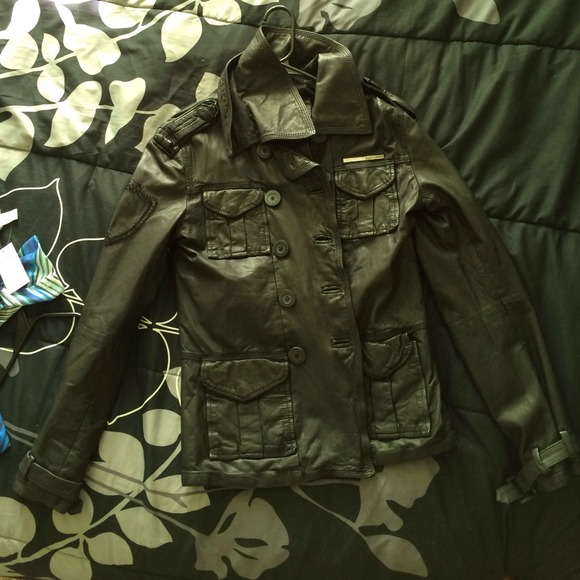 Superdry black leather jacket