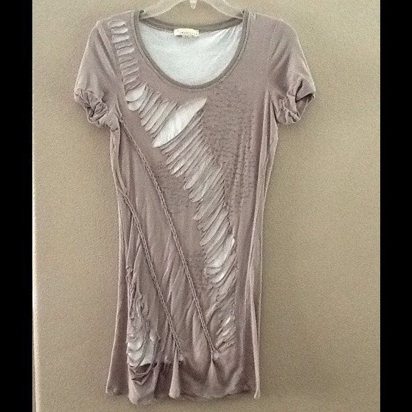 Tan, ripped style fitted dress!