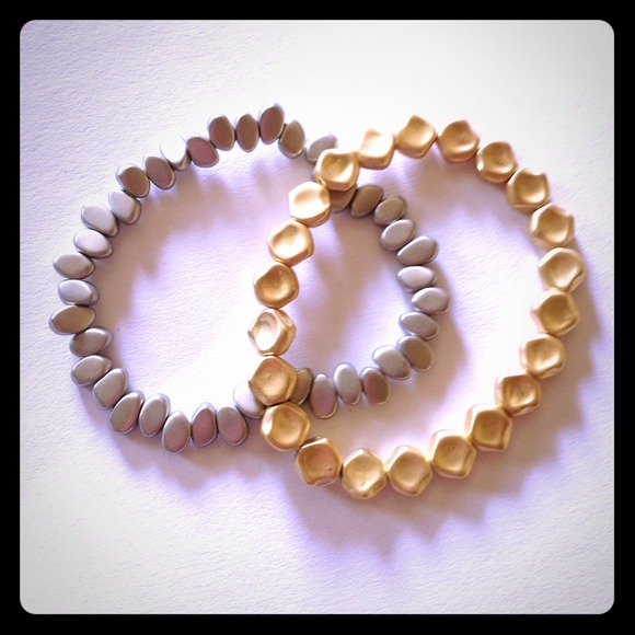 Gold and Silver Stretchy Bracelet - Picture 1 of 1