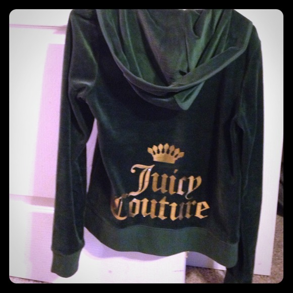 Juicy Couture Jackets & Blazers - On hold!! Juicy Couture Deep Green Velour hoodie