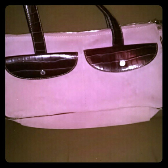 Authentic Equipage Paris suede & leather hand bag.