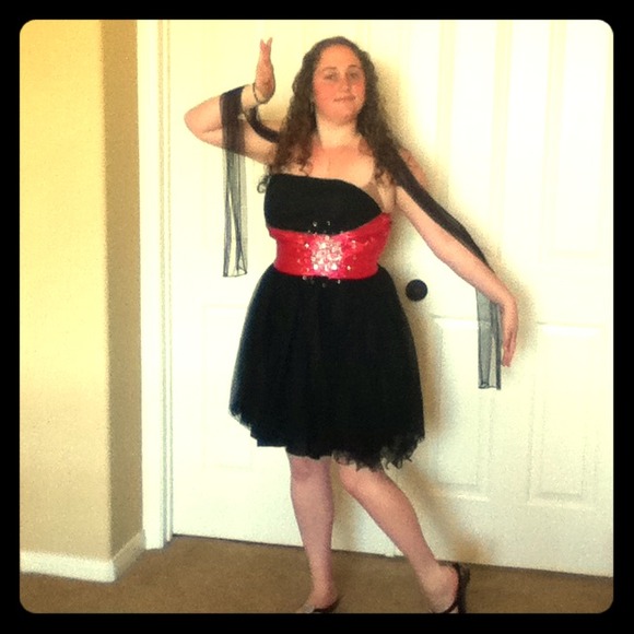Black Prom Dress With Fuchsia Pink Band