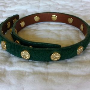 Tory Burch Gorgeous Green Calf Hide Wrap Bracelet