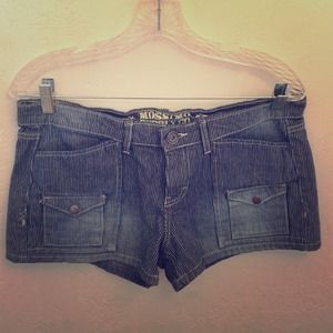 Blue railroad denim shorts