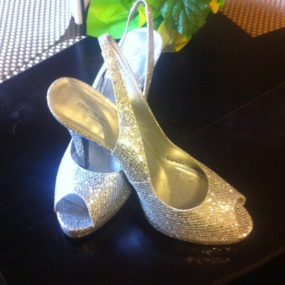 Silver heels, size 12 women