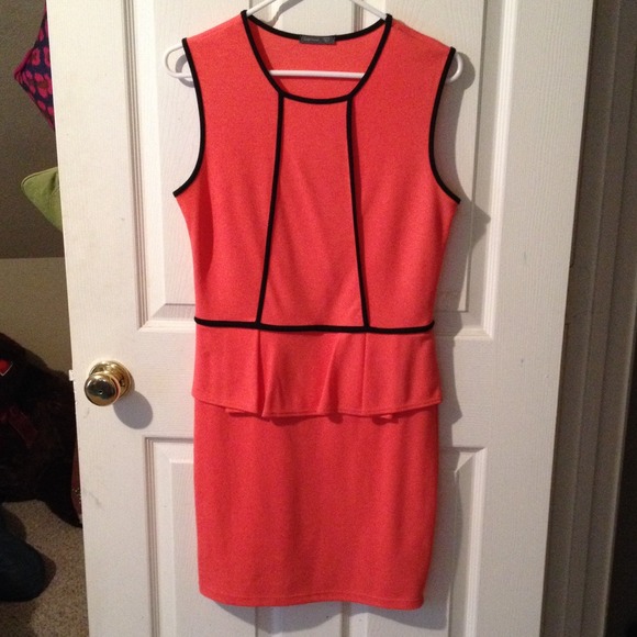 Orange with black lining business dress
