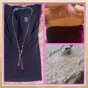Pink and silver dangling necklace
