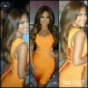 *New* Orange Mesh Bandage Dress