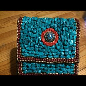 Hand Beaded cross body bag/ clutch