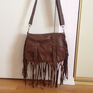Brown Fringe Satchel