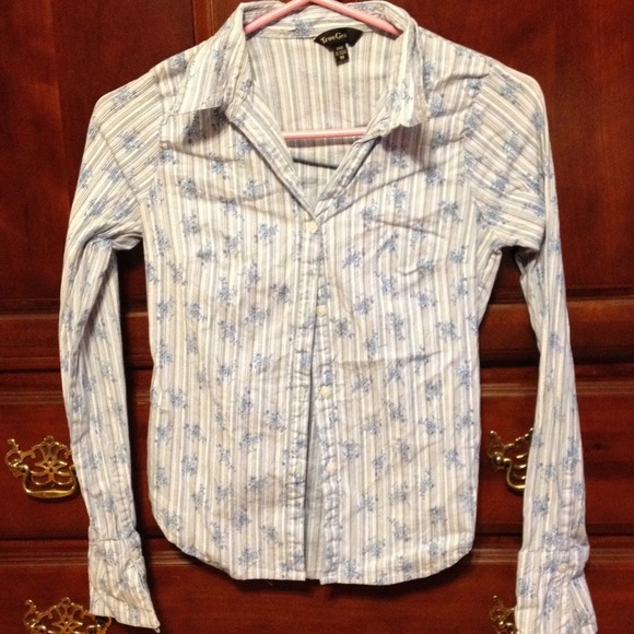 Blue Floral Button Up