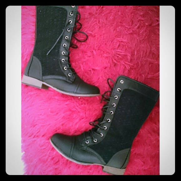 Black combat boots