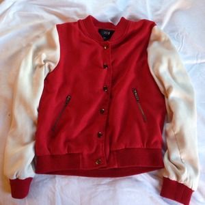 red and white letterman jacket