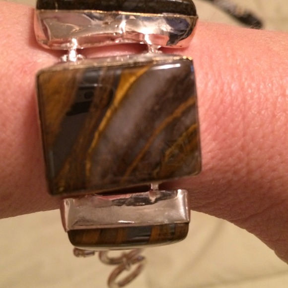 solid silver Jewelry - Solid sterling silver iron Tiger Eye bracelet