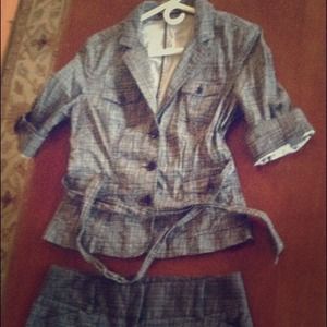 Two piece checked jacket and shorts set