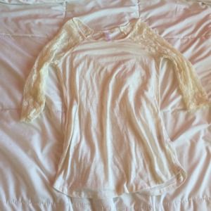 Cream Lace Sleeved Shirt