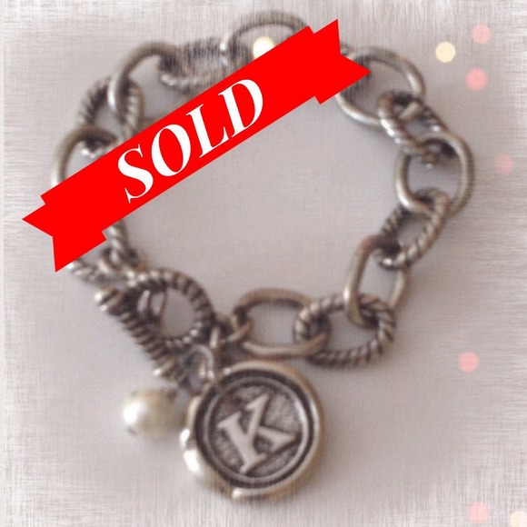 🚫BUNDLED🚫Silver Stamped Initial Chain Bracelet