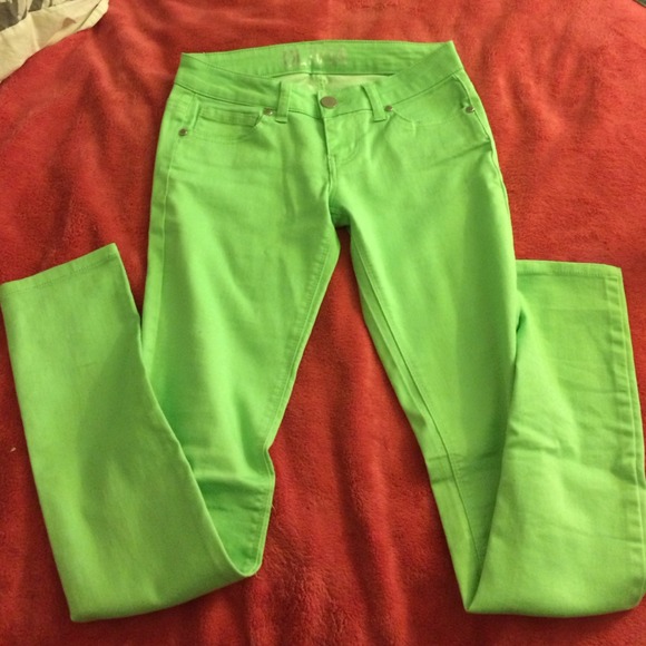 Lime Green Skinny Jeans from Delias