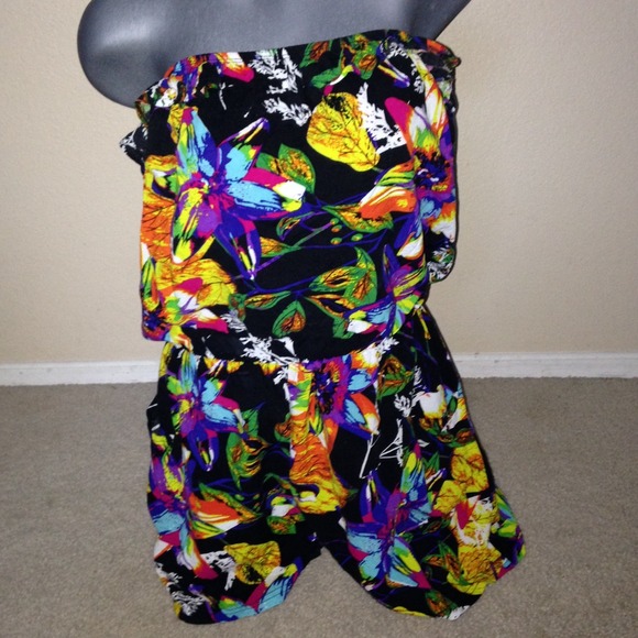 Colorful summer romper and denim top